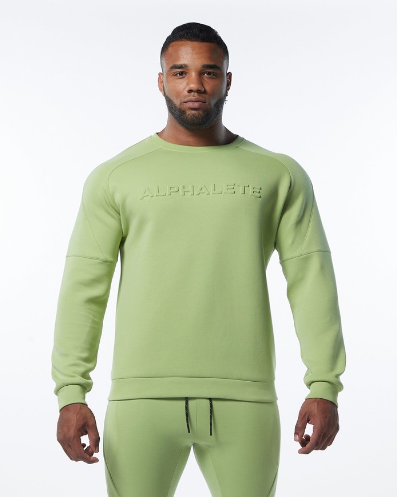 Alphalete ELMTS Crewneck Sweatshirt Heren Lichtgroen | 16CLAWFMD