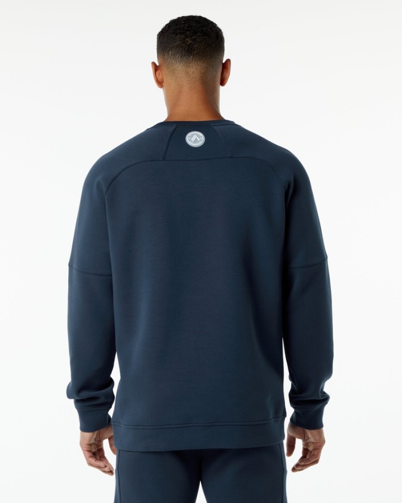 Alphalete ELMTS Crewneck Sweatshirt Heren Donkerblauw | 26KQWRMTO