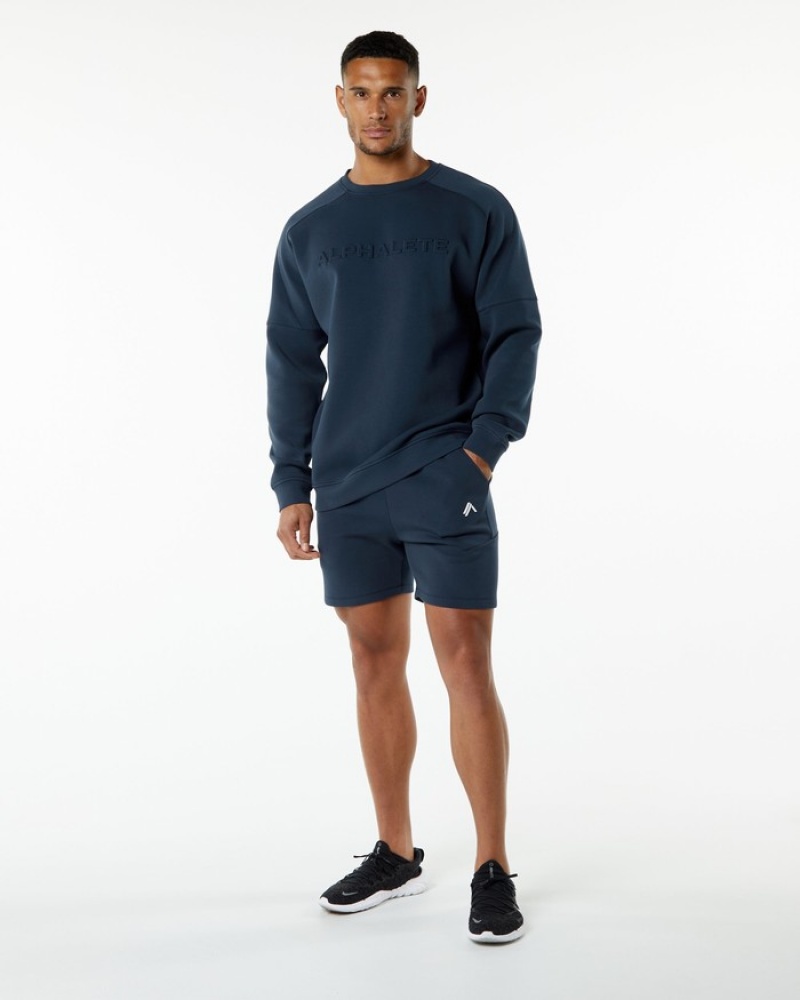 Alphalete ELMTS Crewneck Sweatshirt Heren Donkerblauw | 26KQWRMTO