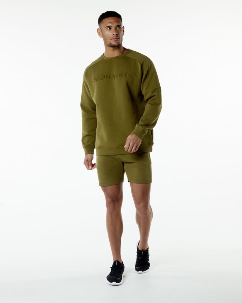 Alphalete ELMTS Crewneck Sweatshirt Heren Groen | 20BYLEDTC