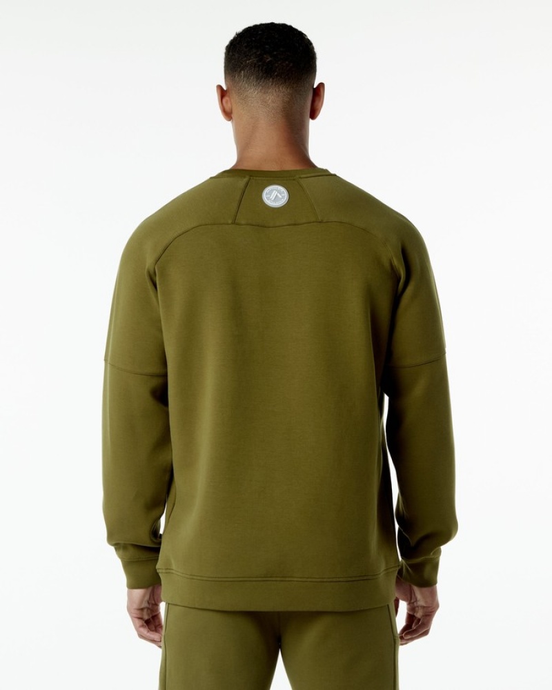 Alphalete ELMTS Crewneck Sweatshirt Heren Groen | 20BYLEDTC