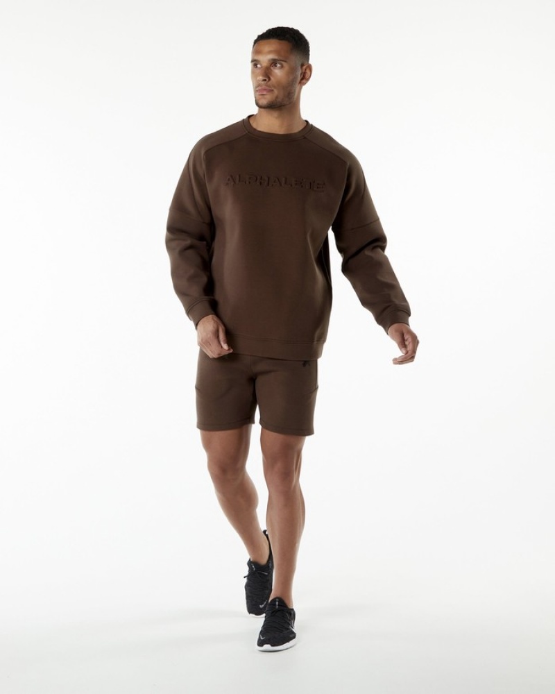 Alphalete ELMTS Crewneck Sweatshirt Heren Bruin | 13KFOJANB