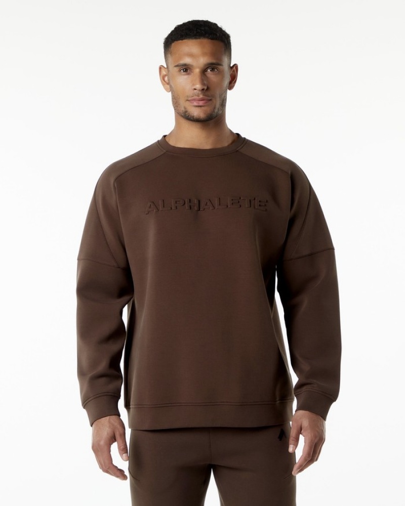 Alphalete ELMTS Crewneck Sweatshirt Heren Bruin | 13KFOJANB