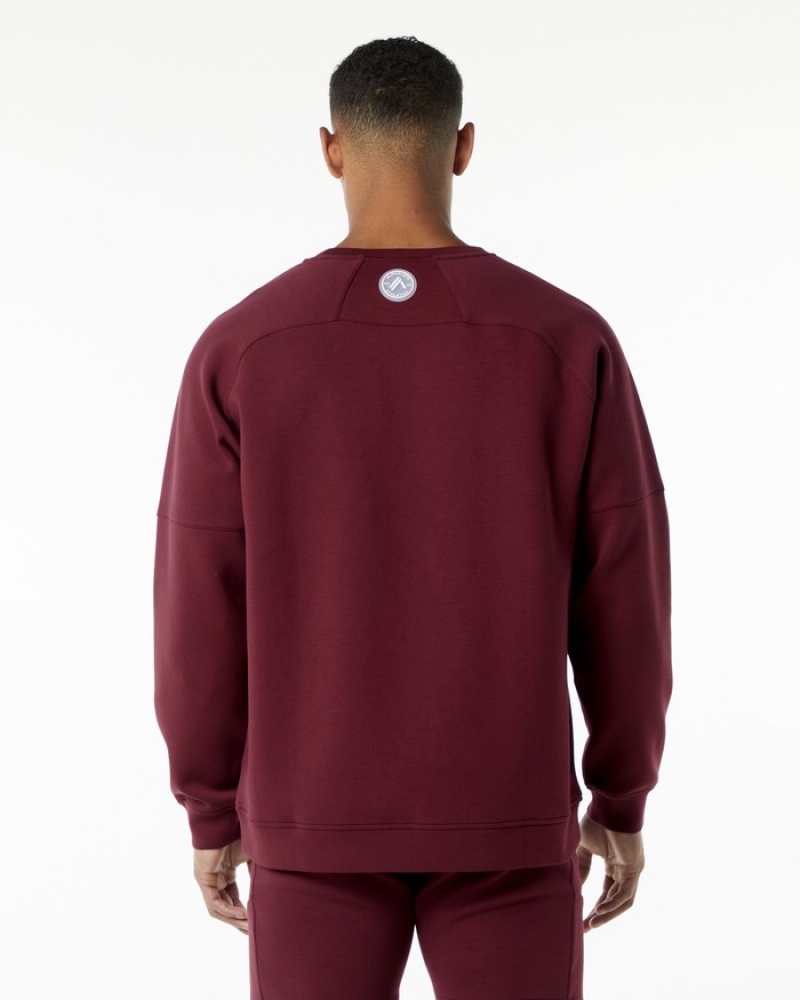 Alphalete ELMTS Crewneck Sweatshirt Heren Bordeaux | 95AUOYLBJ