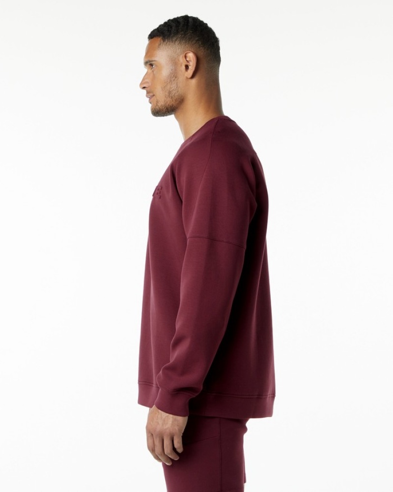 Alphalete ELMTS Crewneck Sweatshirt Heren Bordeaux | 95AUOYLBJ