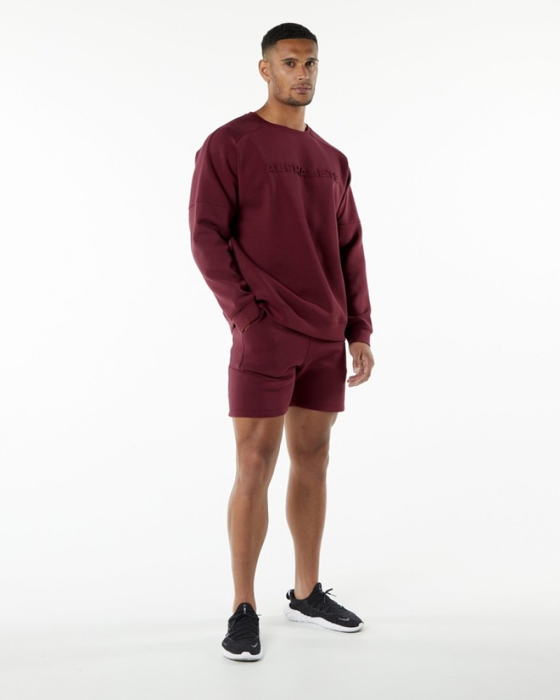 Alphalete ELMTS Crewneck Sweatshirt Heren Bordeaux | 95AUOYLBJ