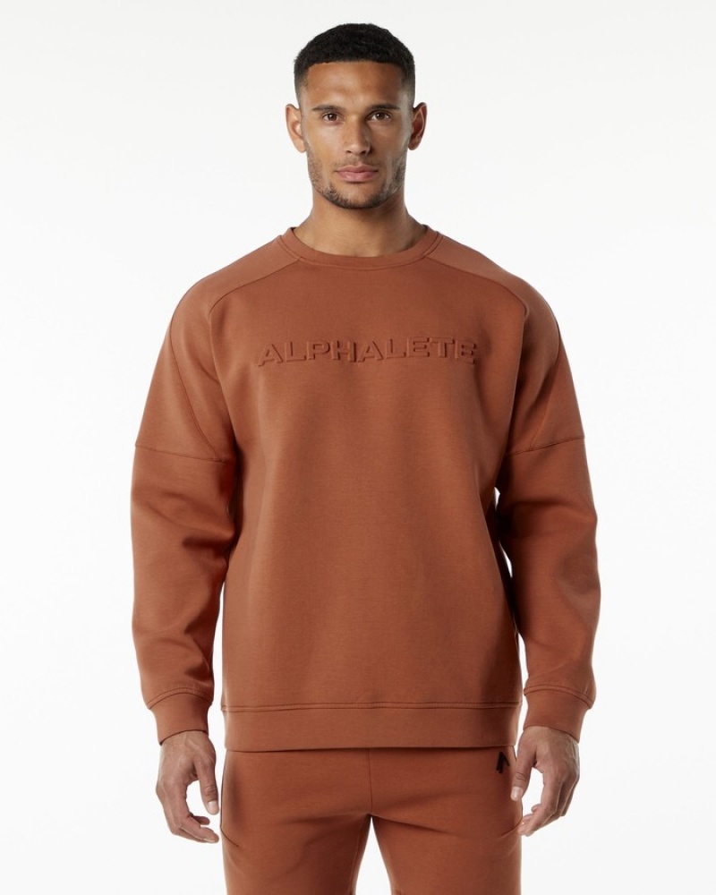 Alphalete ELMTS Crewneck Sweatshirt Heren Donkerrood | 08QEIZNRP