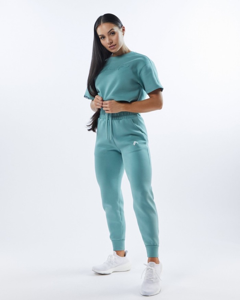 Alphalete ELMTS Cuffed Joggingbroeken Dames Turquoise | 72BRWIZLQ