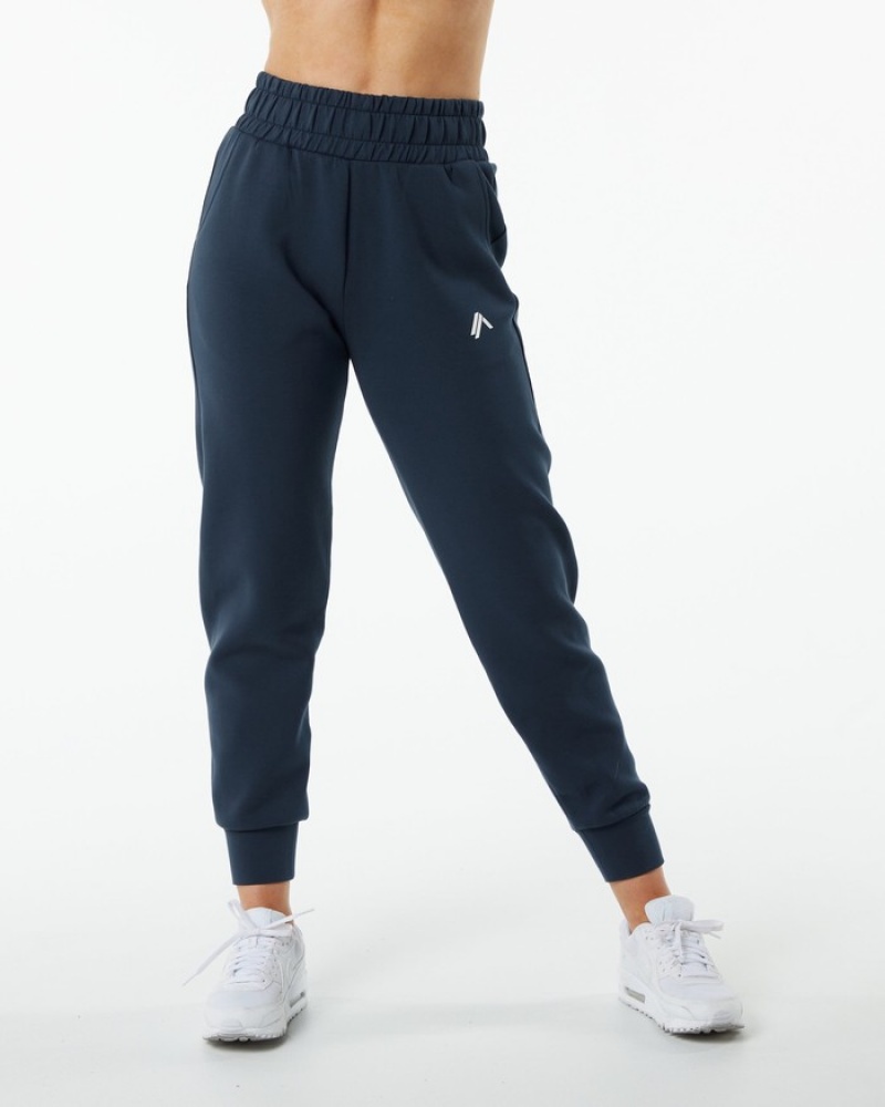 Alphalete ELMTS Cuffed Joggingbroeken Dames Donkerblauw | 78RIBVXCH