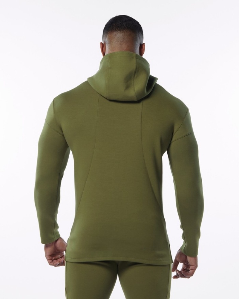 Alphalete ELMTS Fitted Hoodie Heren Olijfgroen | 61FARIGYT