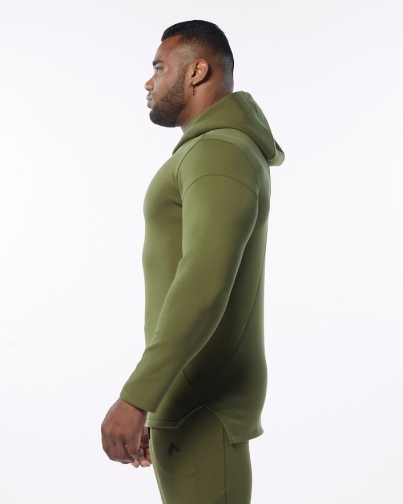 Alphalete ELMTS Fitted Hoodie Heren Olijfgroen | 61FARIGYT