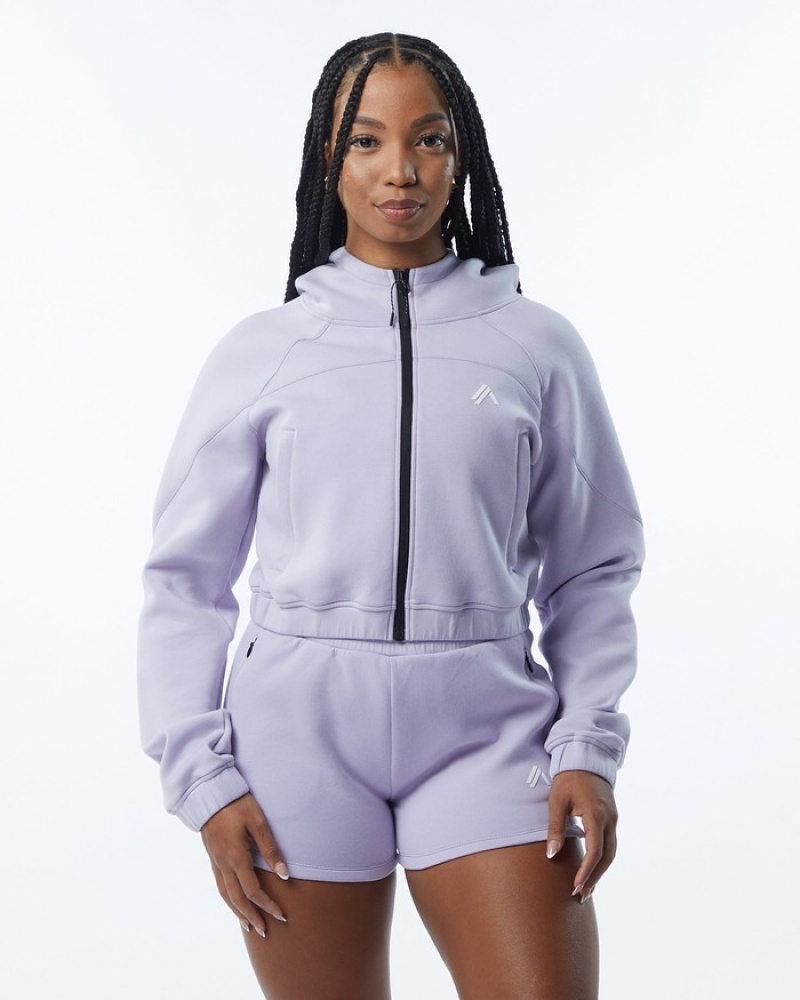 Alphalete ELMTS Full-Zip Crop Jassen Dames Paars | 74YPMUCBW