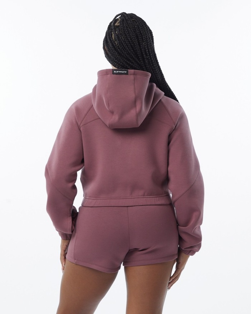 Alphalete ELMTS Full-Zip Crop Jassen Dames Paars | 34WKUGTEC