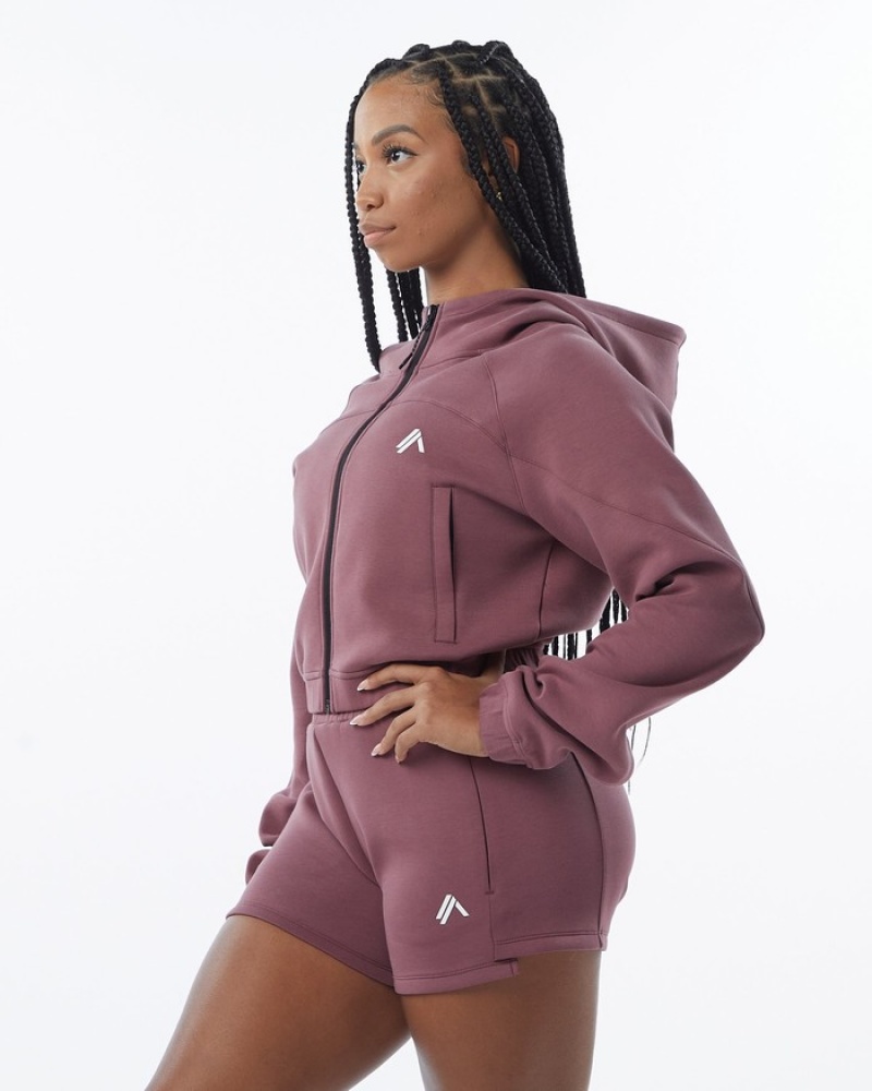 Alphalete ELMTS Full-Zip Crop Jassen Dames Paars | 34WKUGTEC