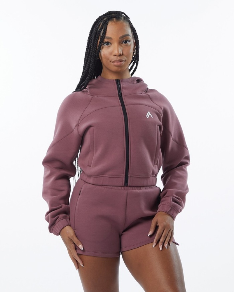 Alphalete ELMTS Full-Zip Crop Jassen Dames Paars | 34WKUGTEC