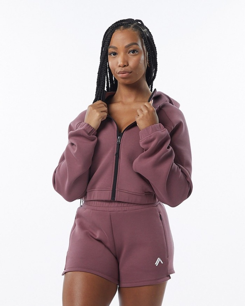 Alphalete ELMTS Full-Zip Crop Jassen Dames Paars | 34WKUGTEC