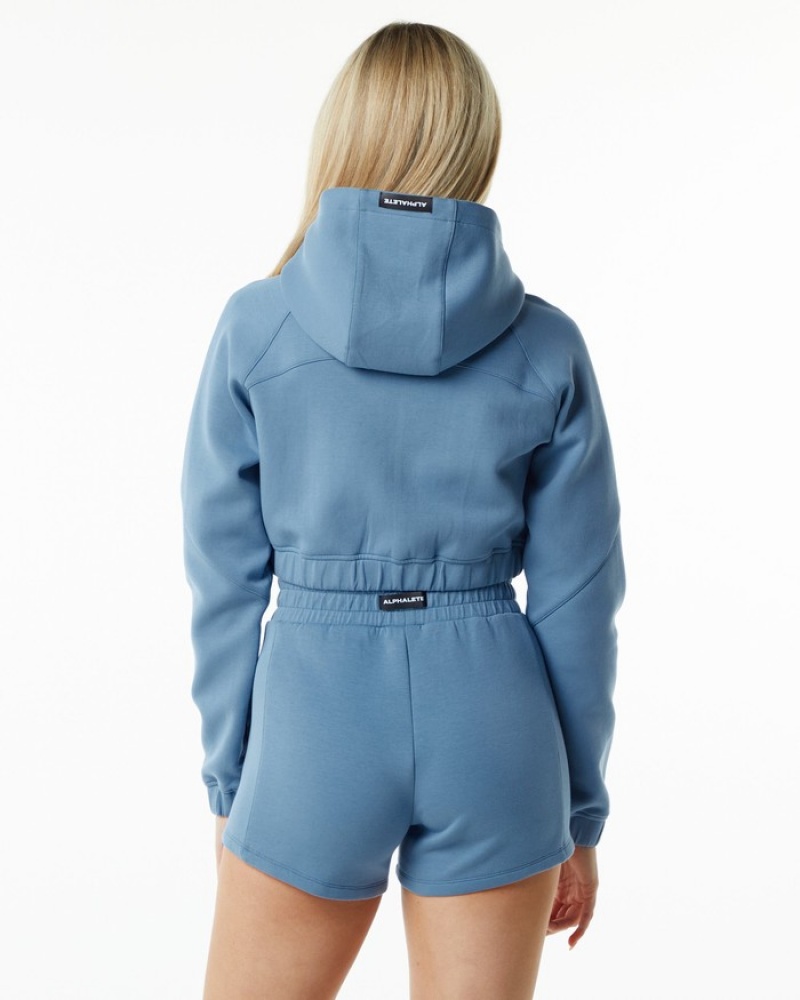 Alphalete ELMTS Full-Zip Crop Jassen Dames Blauw | 24CZLXYDI