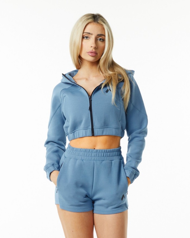 Alphalete ELMTS Full-Zip Crop Jassen Dames Blauw | 24CZLXYDI