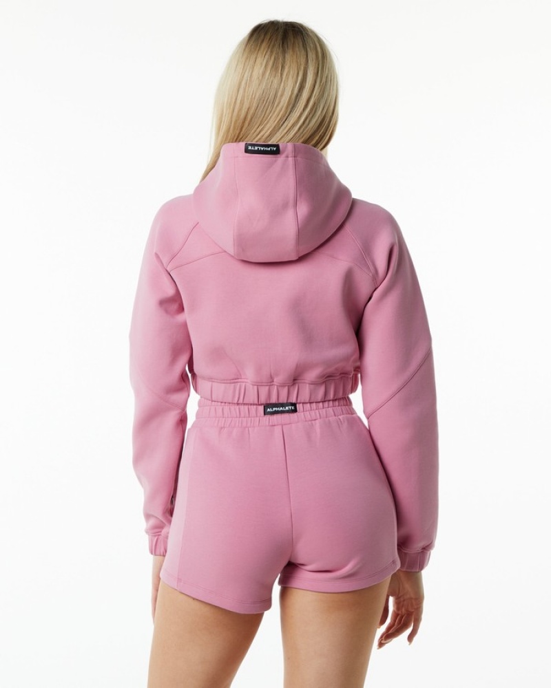 Alphalete ELMTS Full-Zip Crop Jassen Dames Roze | 54VPCHTKU