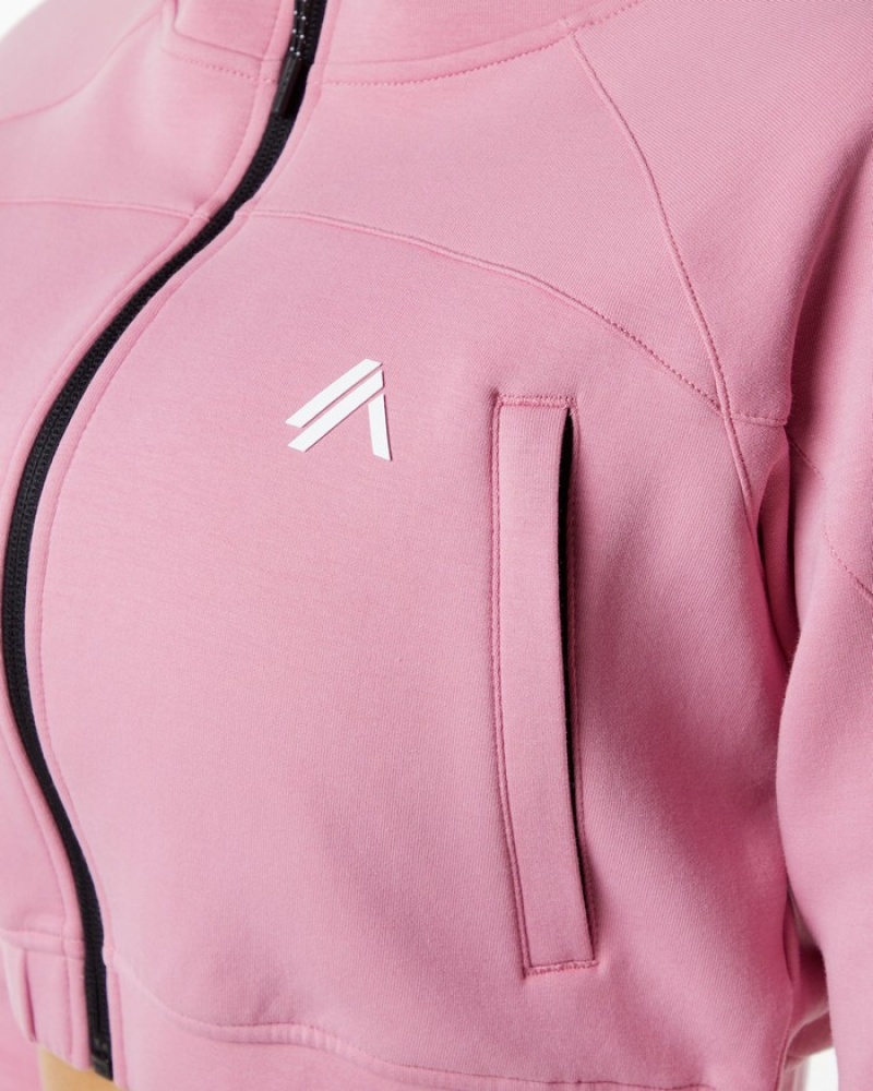 Alphalete ELMTS Full-Zip Crop Jassen Dames Roze | 54VPCHTKU