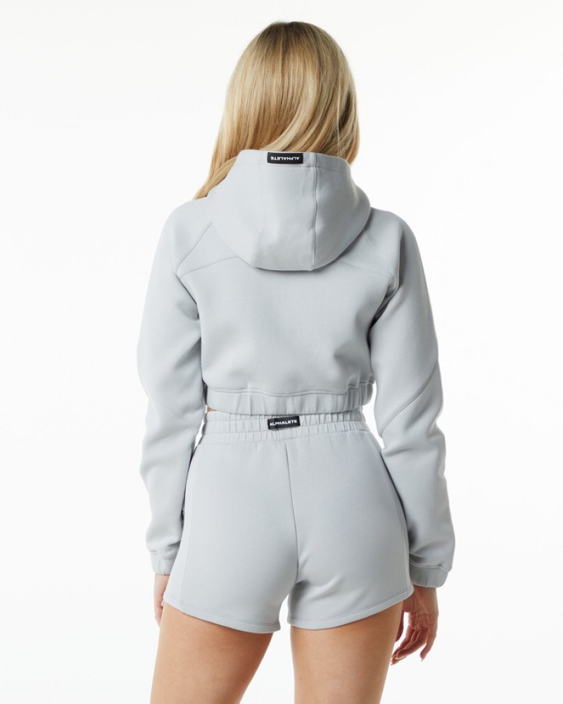 Alphalete ELMTS Full-Zip Crop Jassen Dames Grijs | 52MUWETOI