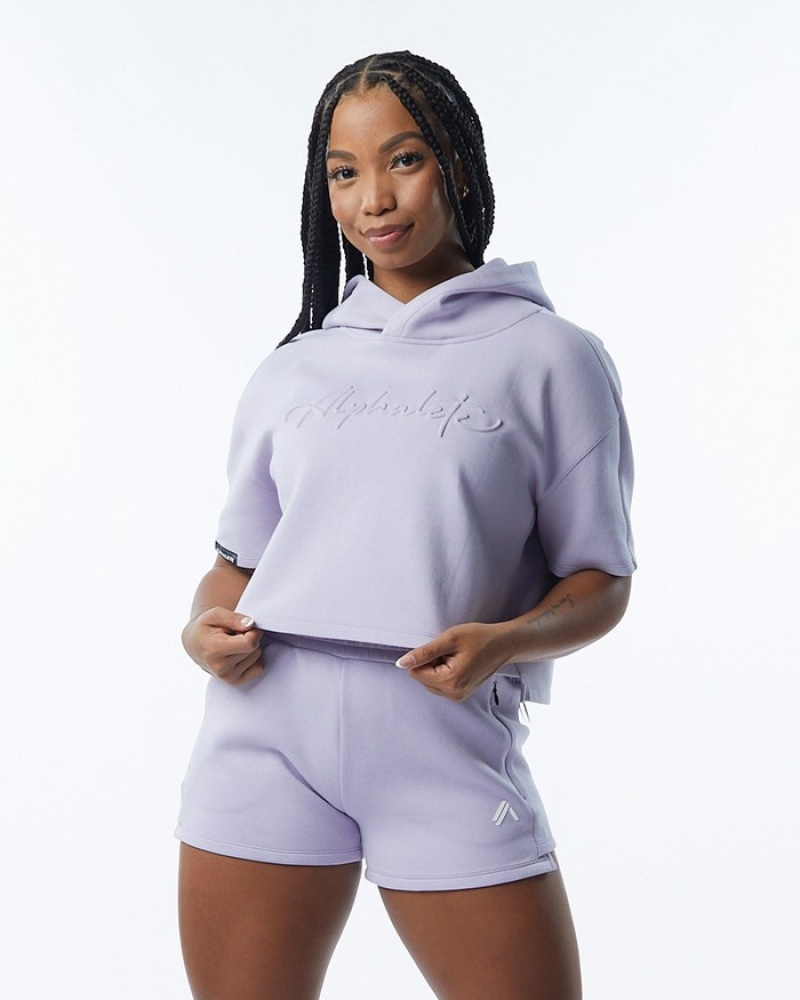 Alphalete ELMTS Half Sleeve Hoodie Dames Paars | 70LMQXNTV