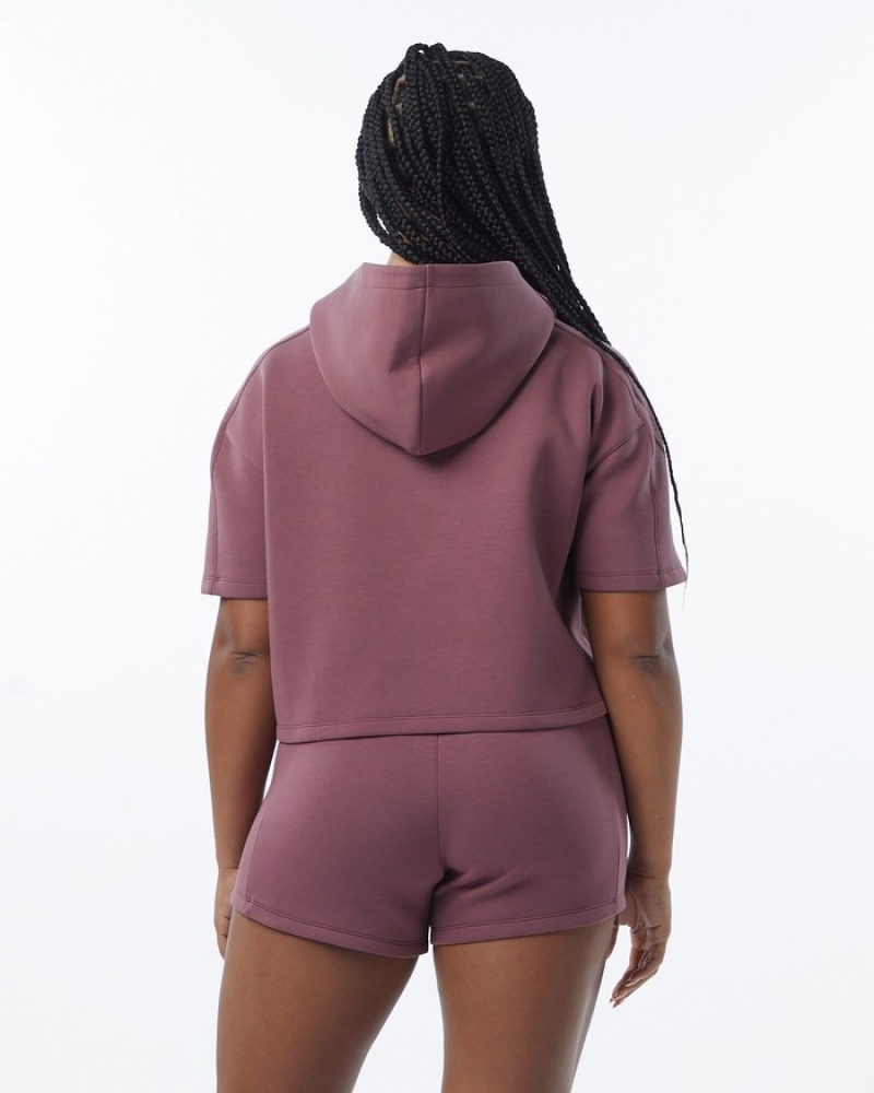 Alphalete ELMTS Half Sleeve Hoodie Dames Paars | 38SDOQEHT