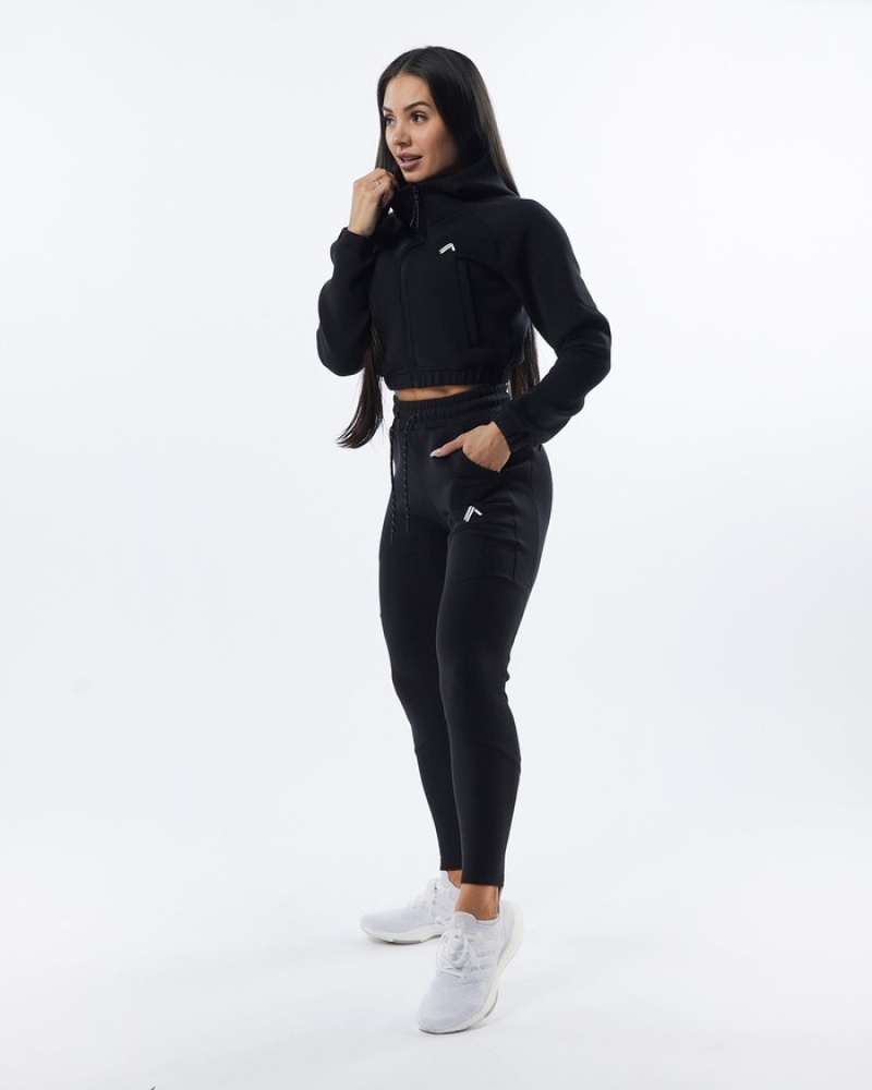 Alphalete ELMTS Zip Joggingbroeken Dames Zwart | 84GVHKROQ