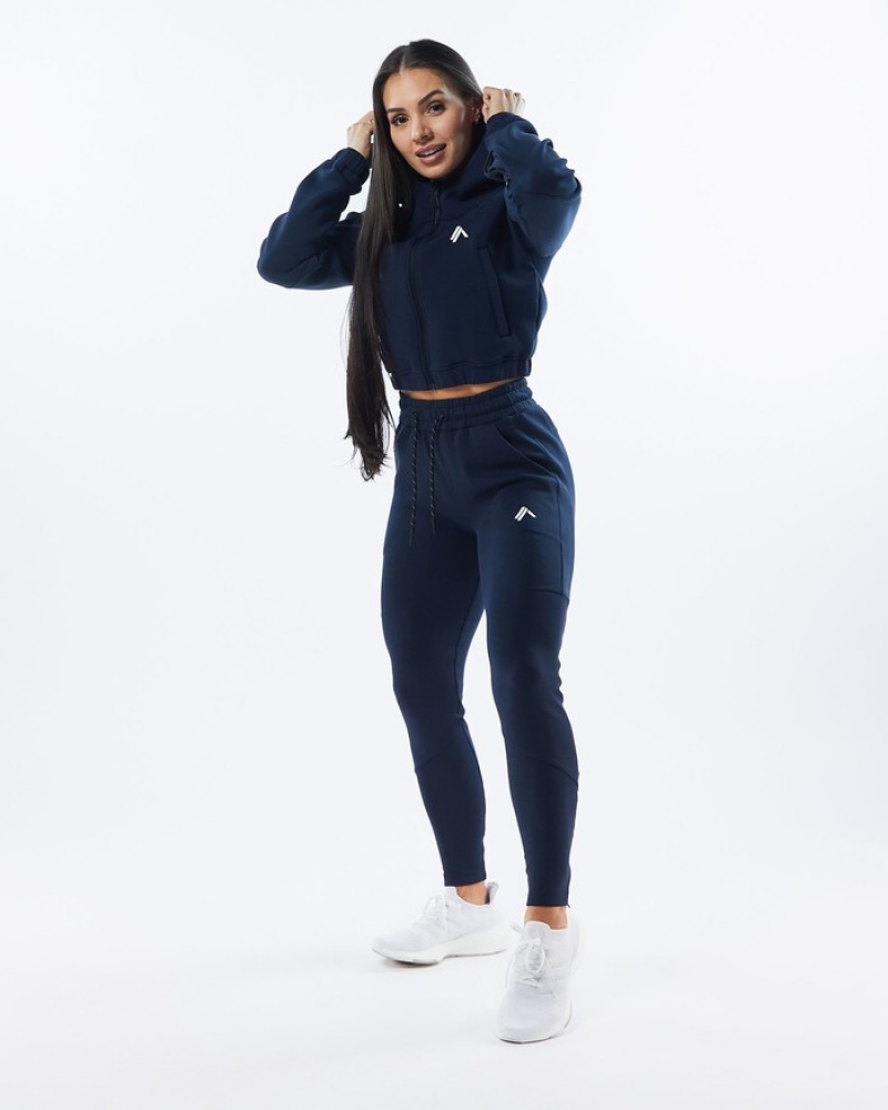 Alphalete ELMTS Zip Joggingbroeken Dames Donkerblauw | 17FKLIXYO