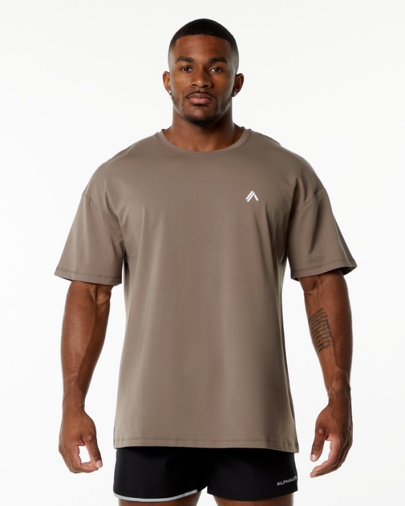 Alphalete Emblem Overhemd Heren Beige | 98NLFPAHR