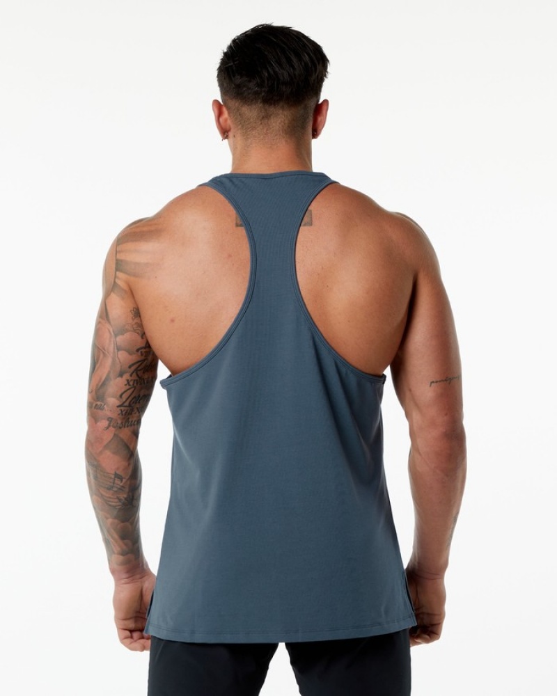 Alphalete Emblem Stringer Tanktop Heren Blauw | 07XPNCKVO