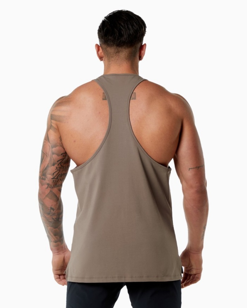 Alphalete Emblem Stringer Tanktop Heren Beige | 56KMEXBJI