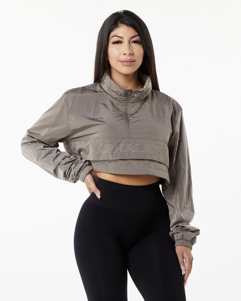 Alphalete Endure Crop Jassen Dames Bruin | 13WCIEXBN