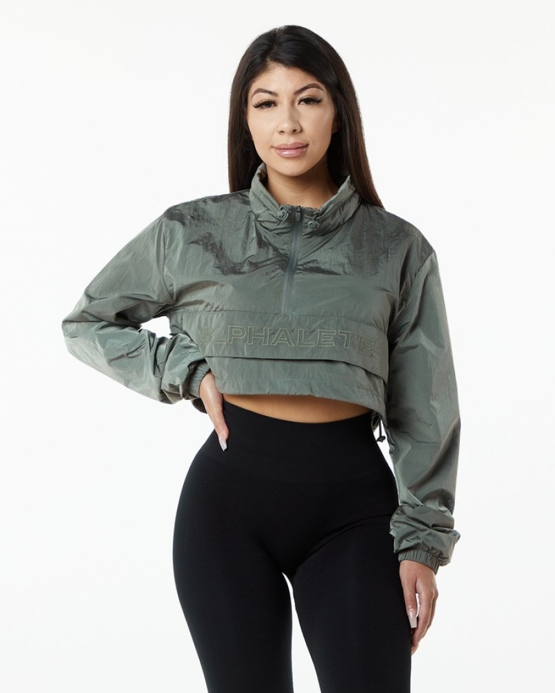 Alphalete Endure Crop Jassen Dames Grijs | 52ISLTXEB