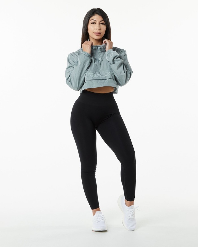 Alphalete Endure Crop Jassen Dames Grijs Blauw | 09ZANIXLJ