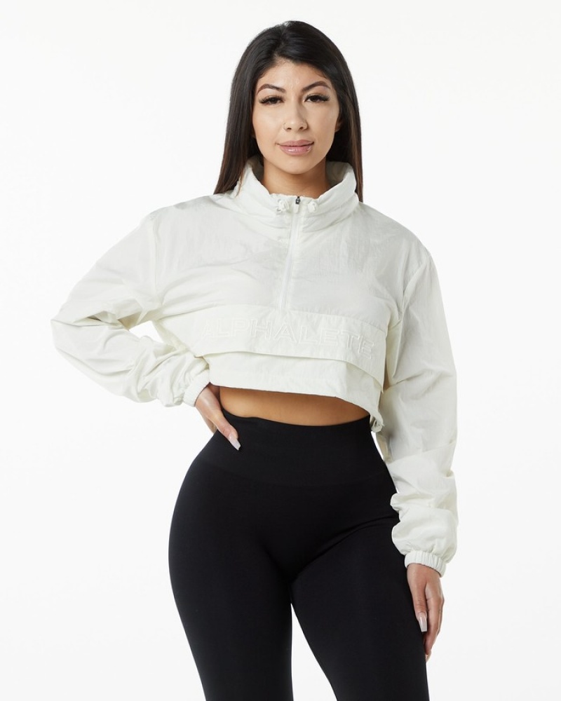 Alphalete Endure Crop Jassen Dames Olijfgroen | 27PTWJHXY