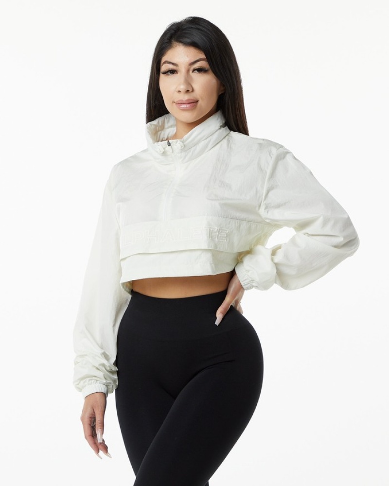 Alphalete Endure Crop Jassen Dames Olijfgroen | 27PTWJHXY