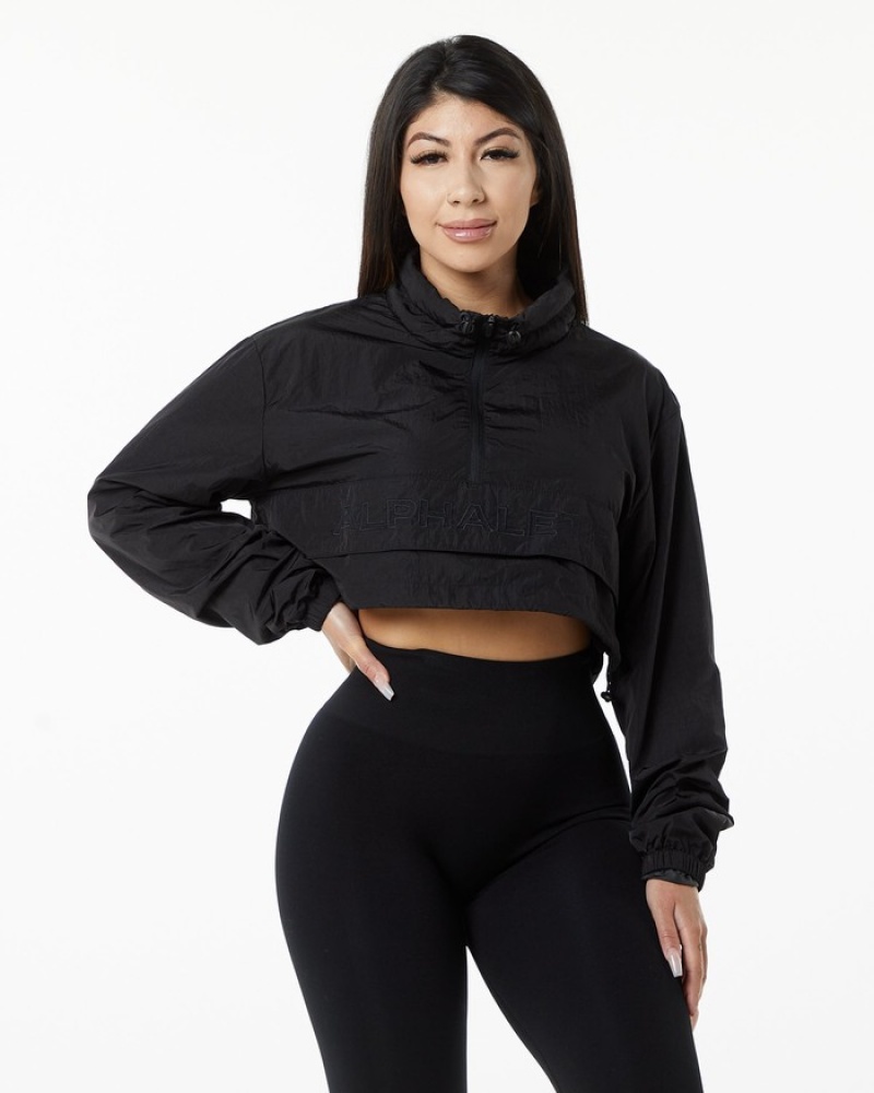 Alphalete Endure Crop Jassen Dames Zwart | 19NPIGRWT