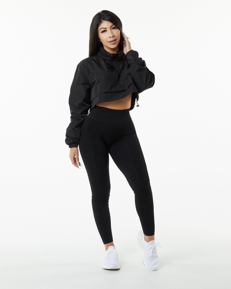 Alphalete Endure Crop Jassen Dames Zwart | 19NPIGRWT