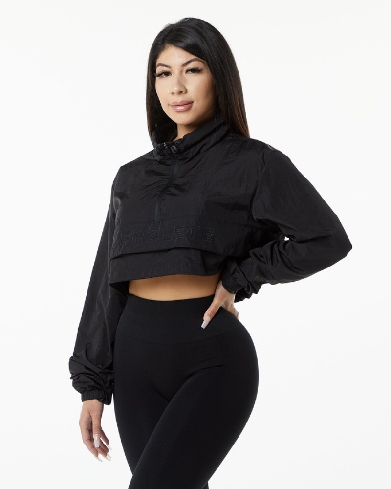 Alphalete Endure Crop Jassen Dames Zwart | 19NPIGRWT