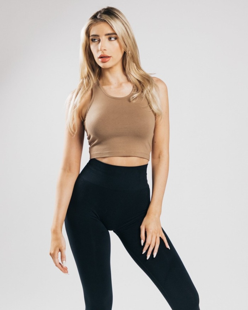 Alphalete Essential Crop Tanktop Dames Donkerbruin | 76UFCHBNE