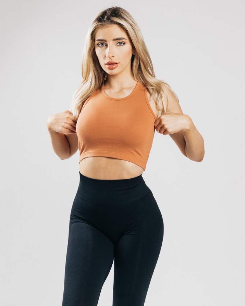 Alphalete Essential Crop Tanktop Dames Oranje | 83RDVUMFG