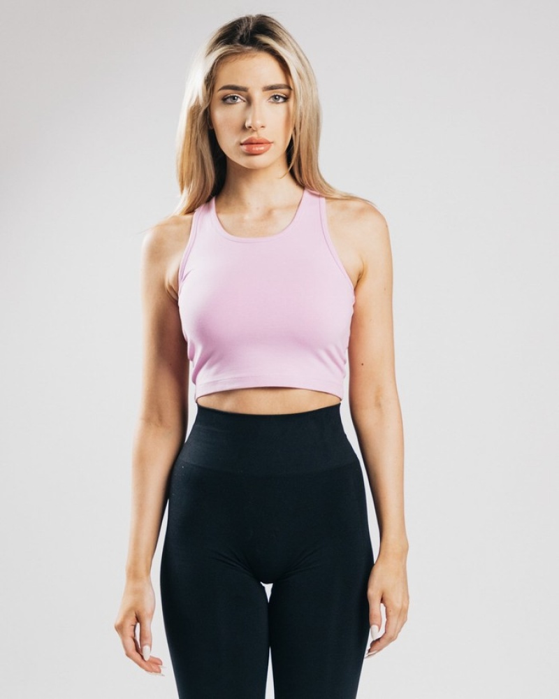 Alphalete Essential Crop Tanktop Dames Roze | 74EKUXVTB