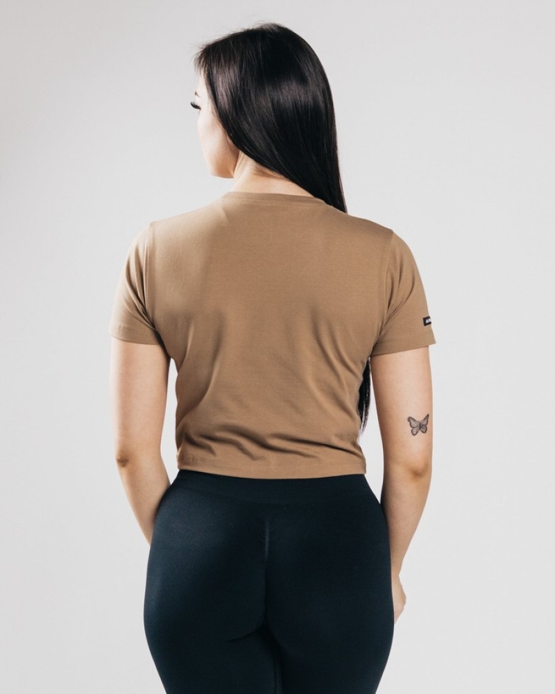 Alphalete Essential Sleeve Crop Overhemd Dames Donkerbruin | 34YFQPXTD