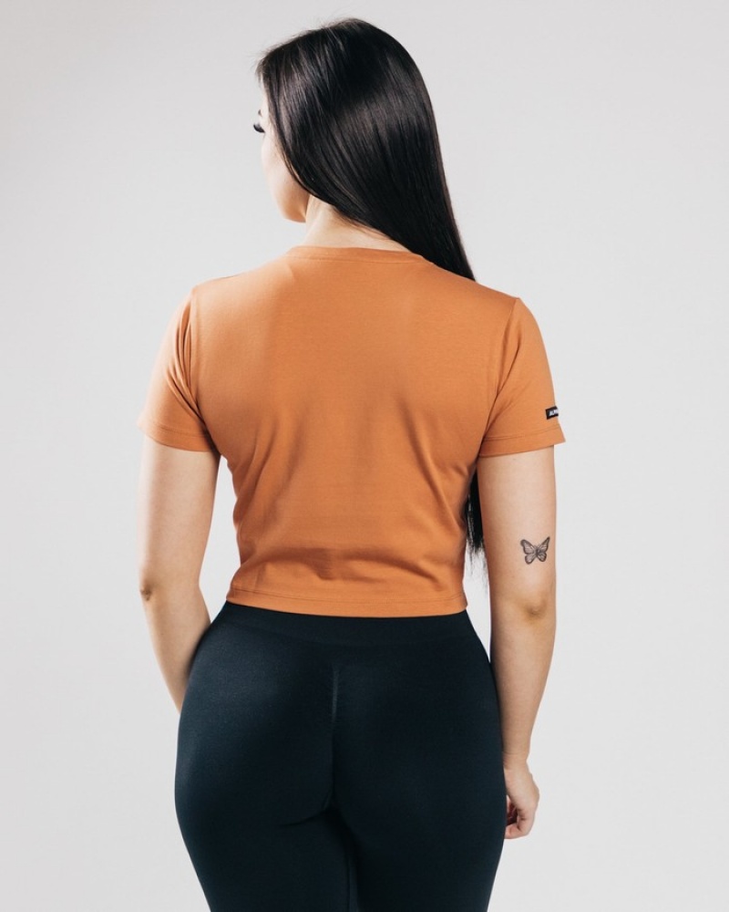 Alphalete Essential Sleeve Crop Overhemd Dames Oranje | 17YPUQHLM