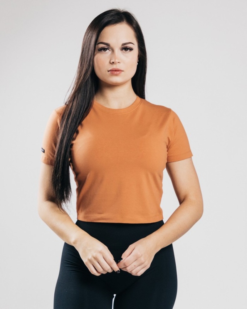 Alphalete Essential Sleeve Crop Overhemd Dames Oranje | 17YPUQHLM