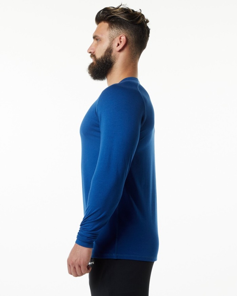 Alphalete Evo Epaulette Overhemd Heren Blauw | 03QKDXFPI