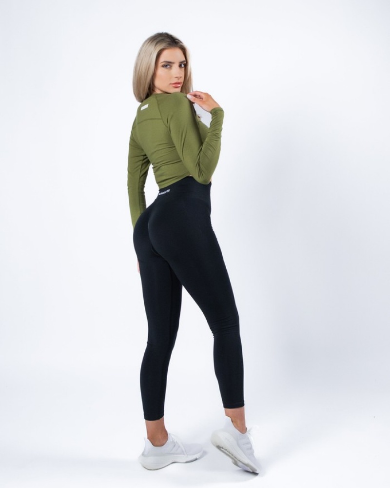 Alphalete Evo Long Sleeve Crop T-shirts Dames Groen | 92SPZRUHM