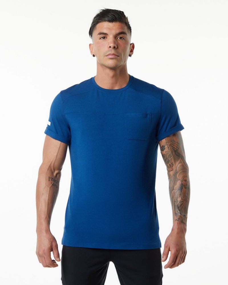 Alphalete Evo Pocket Overhemd Heren Blauw | 58BKVACOH