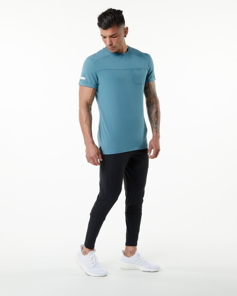 Alphalete Evo Pocket Overhemd Heren Blauw | 15ZLGBUSW